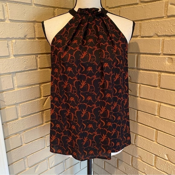 A.L.C. Women’s 100% Silk Floral Print Pleated Sleeveless Blouse Top Size 4 - Picture 1 of 7